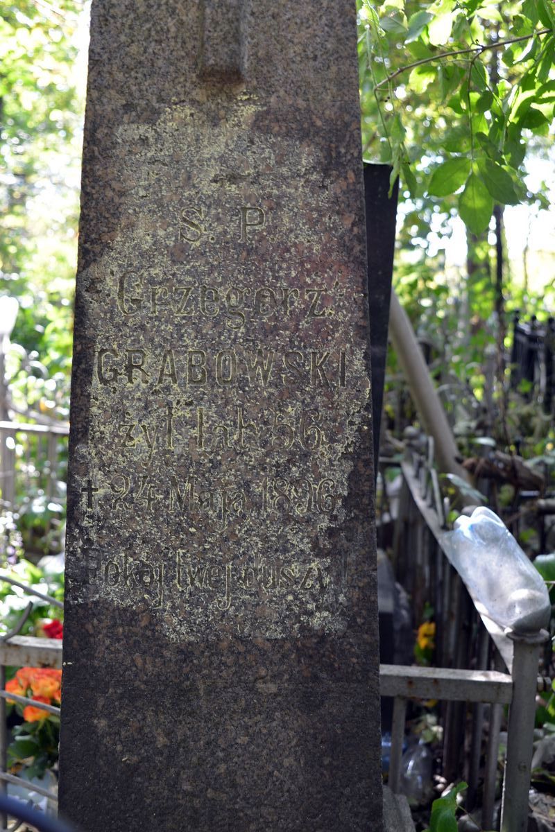 Inscription from the tombstone of Grzegorz Grabowski