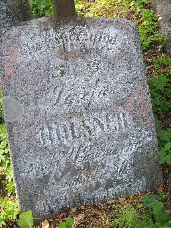 Tombstone of Jozefa Holsner, Na Rossie cemetery in Vilnius, as of 2013