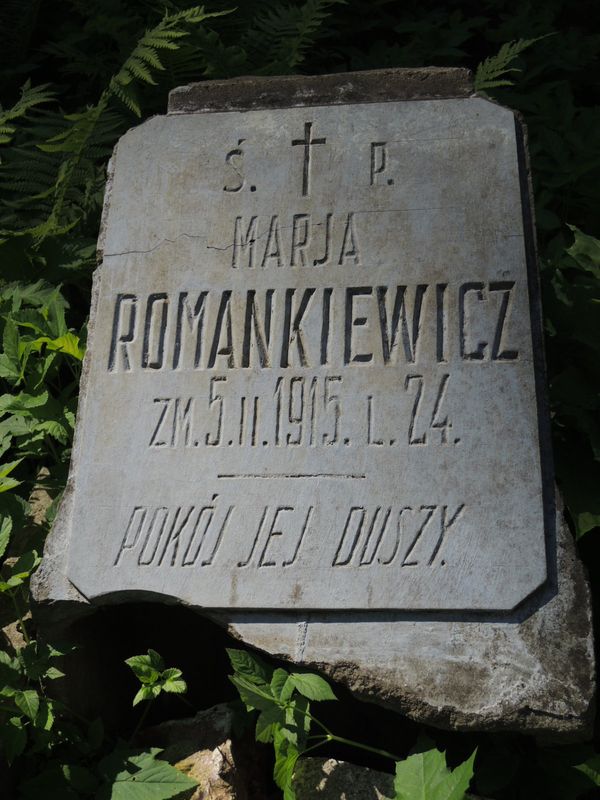 Tombstone of Maria Romankiewicz, Na Rossie cemetery in Vilnius, as of 2013