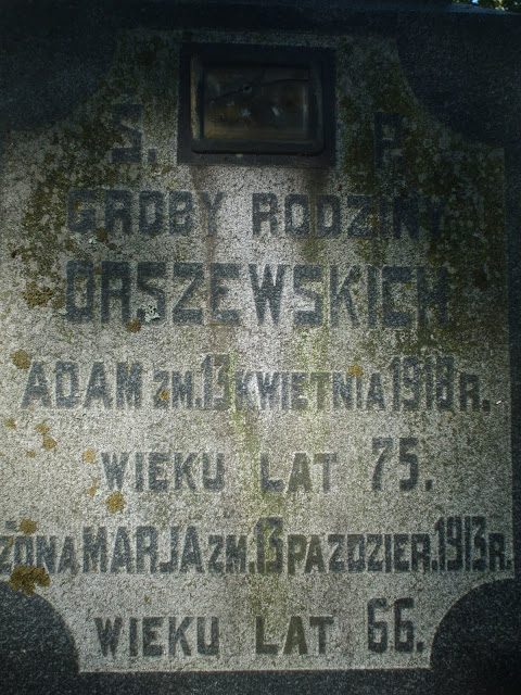 Fragment nagrobka rodziny Orszewskich, cmentarz Na Rossie w Wilnie, stan z 2013 r.