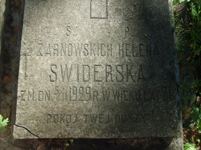 Fragment nagrobka Heleny Swiderskiej, cmentarz Na Rossie w Wilnie, stan z 2013 r.