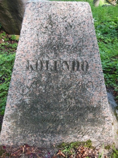 Inscription on the gravestone of Michał Kolenda, Na Rossie cemetery in Vilnius, as of 2013