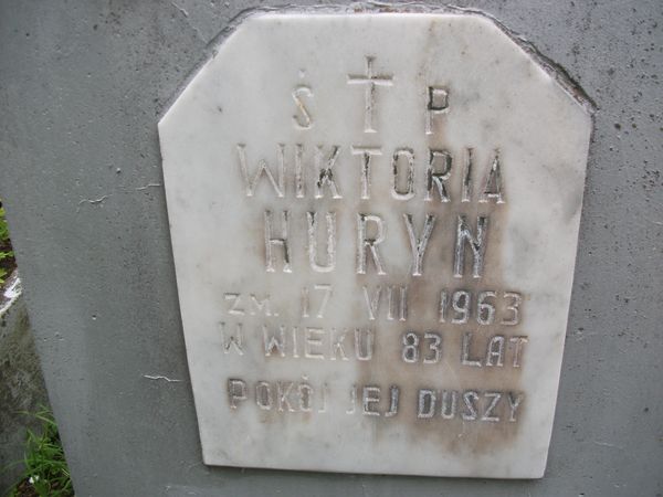 Nagrobek Wiktorii Huryn, cmentarz na Rossie w Wilnie, stan na 2013 r.