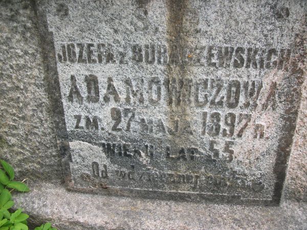 Tombstone of Józefa Adamowicz, Ross cemetery in Vilnius, as of 2013.