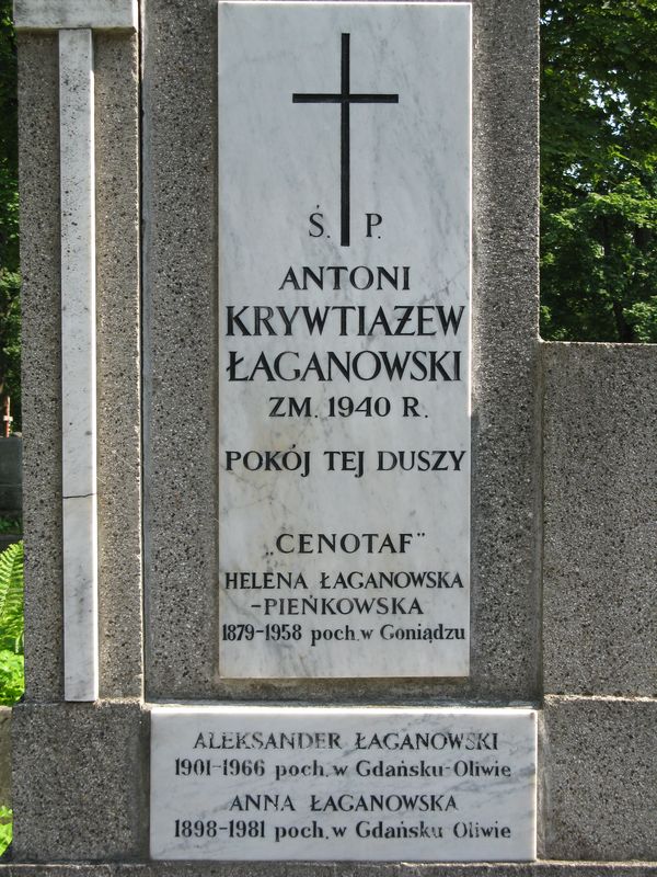 Inskrypcja nagrobna Antoniego Krywtiażewa Łaganowskiego, cmentarz na Rossie w Wilnie, stan z 2013 r.