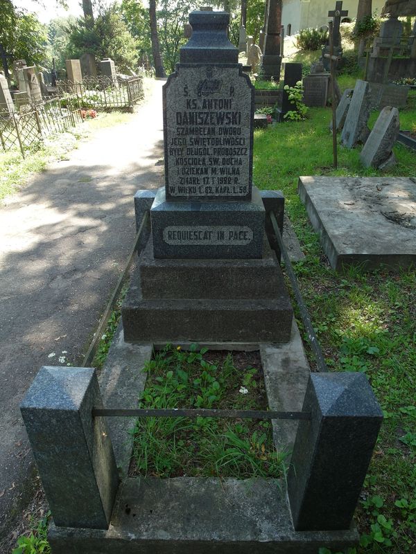 Tombstone of Antoni Daniszewski, Ross cemetery in Vilnius, as of 2013.
