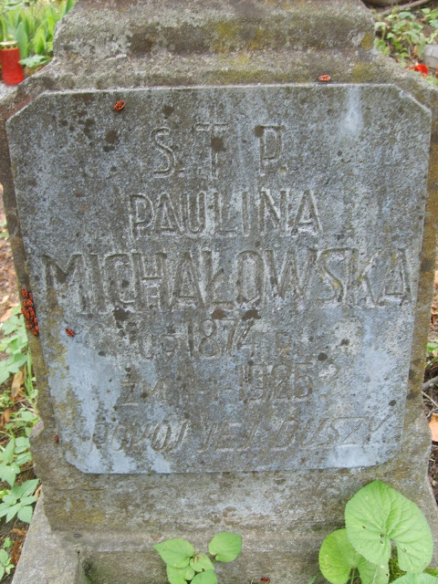 Fragment of Paulina Michalowska's tombstone, Na Rossie cemetery in Vilnius, as of 2013.