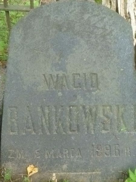 Fragment of the tombstone of Waclaw Bańkowski, Na Rossie cemetery in Vilnius, as of 2013.