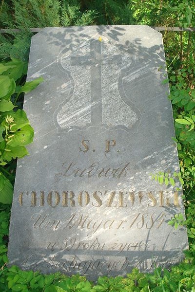 Tombstone of Ludwik Choroszewski, Na Rossie cemetery in Vilnius, as of 2013