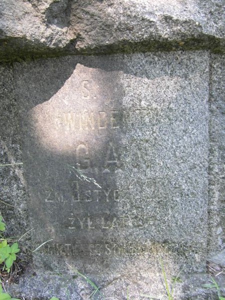 A fragment of the tombstone of Wincenty Gan, Na Rossie cemetery in Vilnius, state of 2013