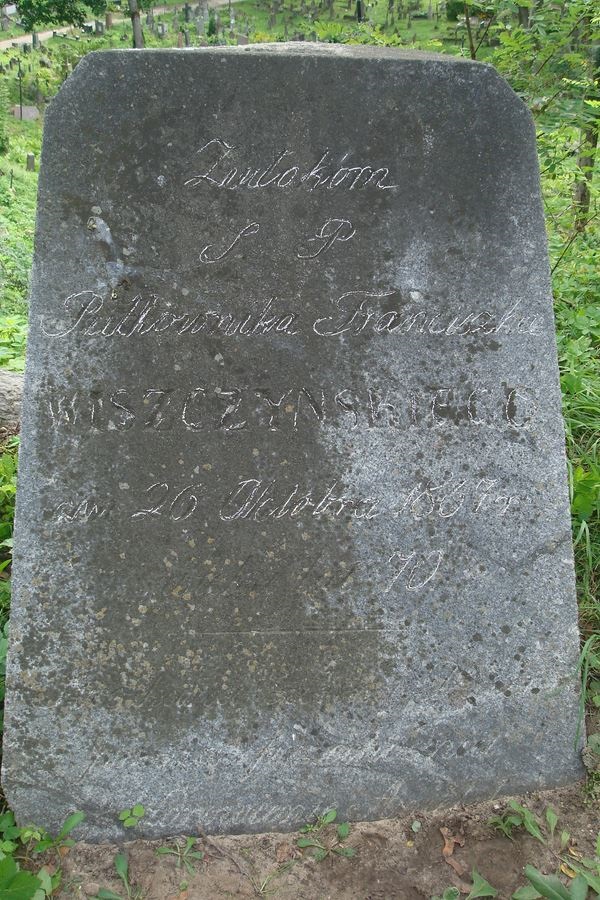 Tombstone of Franciszek Wiszczyński, Na Rossie cemetery in Vilnius, as of 2013