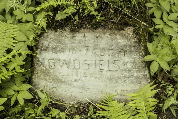 Inskrypcja na nagrobku Marii Nowosielskiej, cmentarz na Rossie w Wilnie, stan z 2013
