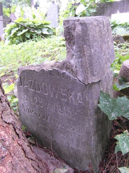 Tombstone of N. N. Jazdowska, Na Rossie cemetery in Vilnius, as of 2013