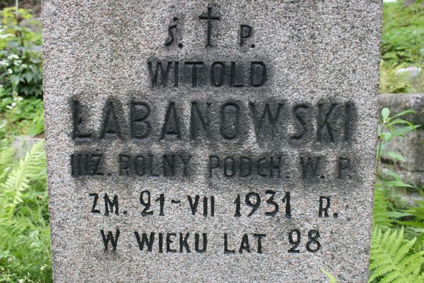 Fragment of a tombstone of Vytautas Labanovsky, Ross Cemetery in Vilnius, as of 2013