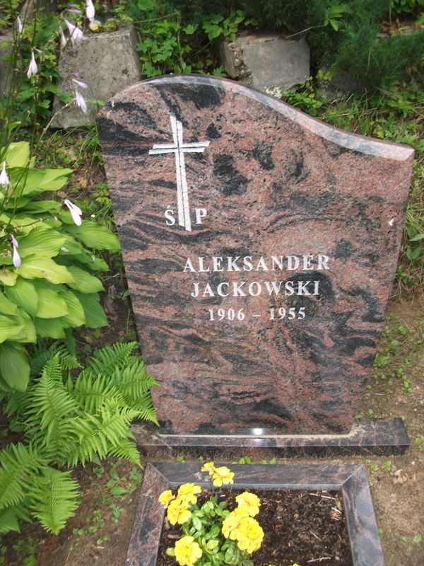 Tombstone of Aleksander Jackowski, Ross cemetery in Vilnius, as of 2013.