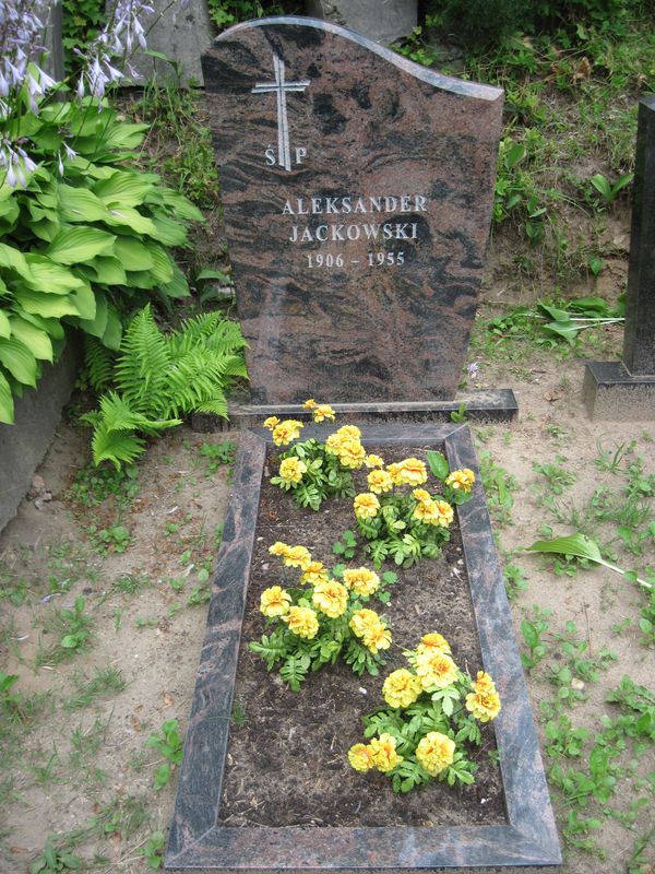 Tombstone of Aleksander Jackowski, Ross cemetery in Vilnius, as of 2013.
