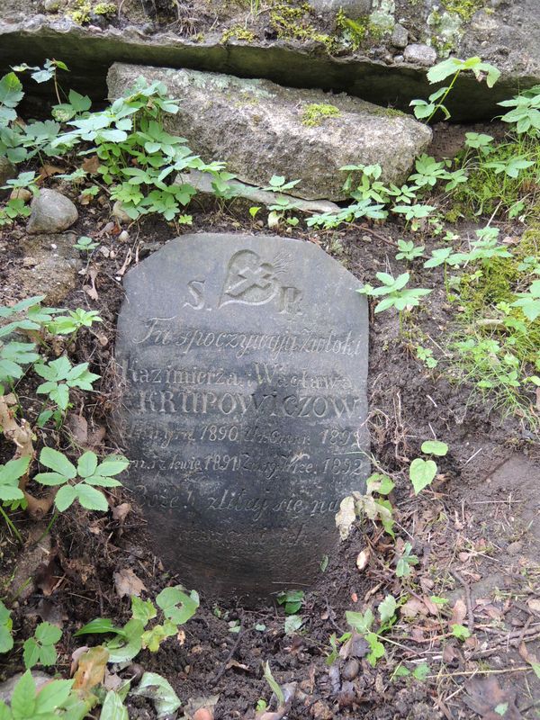 Tombstone of Kazimierz and Waclaw Krupowicz, Na Rossie cemetery in Vilnius, as of 2014.