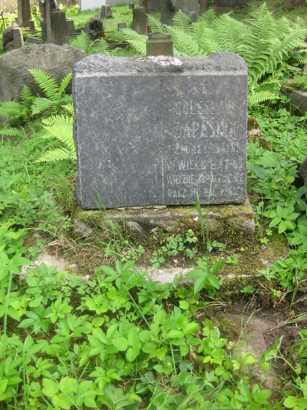 Tombstone of Bolesław Zapaśnik, Ross cemetery, state of 2013