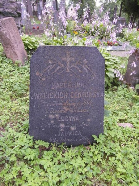 Tombstone of Marcelina, Lucyna and Jadwiga Cedroński, Na Rossie cemetery in Vilnius, as of 2013