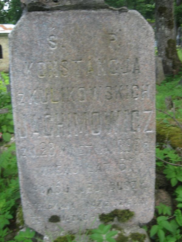 Fragment of the gravestone of Konstancja Jachimowicz, Ross cemetery, as of 2013