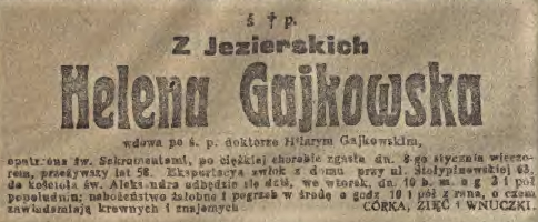 Fotografia przedstawiająca Tombstone of Helena Gajkowska