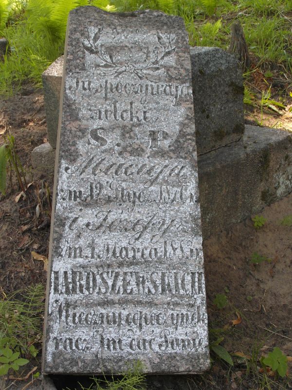 Fragment nagrobka Józefy i Macieja Jaroszewskich, cmentarz na Rossie w Wilnie, stan z 2014