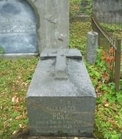 Nagrobek Aleksandra Pokka, cmentarz Na Rossie w Wilnie, stan z 2013
