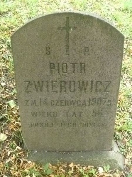 Tombstone of Piotr Zwierowicz, Na Rossie cemetery in Vilnius, as of 2013