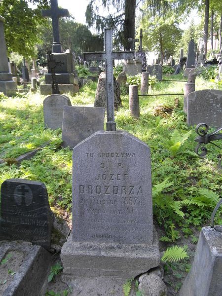 Tombstone of Jozef Drozdrz, Na Rossie cemetery in Vilnius, as of 2013