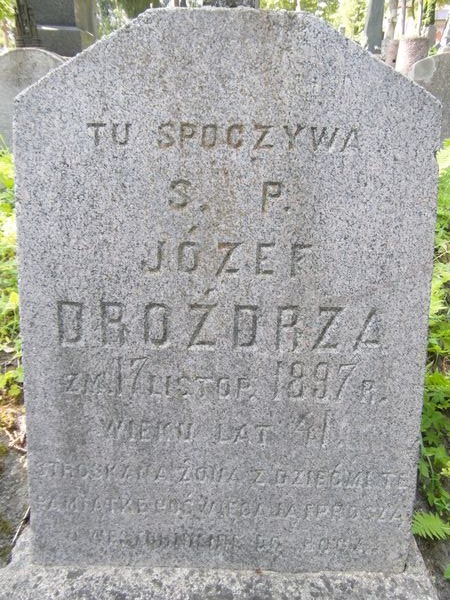 Nagrobek Józefa Drozdrza, cmentarz Na Rossie w Wilnie, stan z 2013