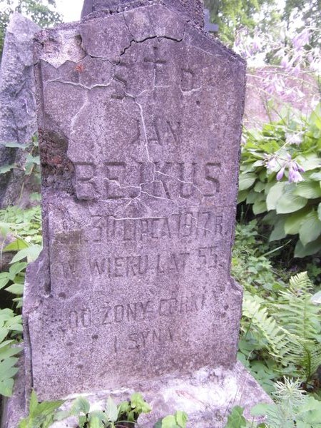 Tombstone of Jan Bejkus, Na Rossie cemetery in Vilnius, as of 2013