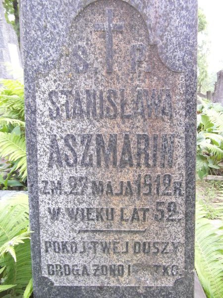 Tombstone of Stanislava Ashmarin, Na Rossie cemetery, Vilnius, 2013