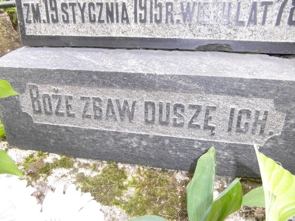 Fragment nagrobka Jana, Anastazji i Marii Szerejko, cmentarz Na Rossie w Wilnie, stan z 2013