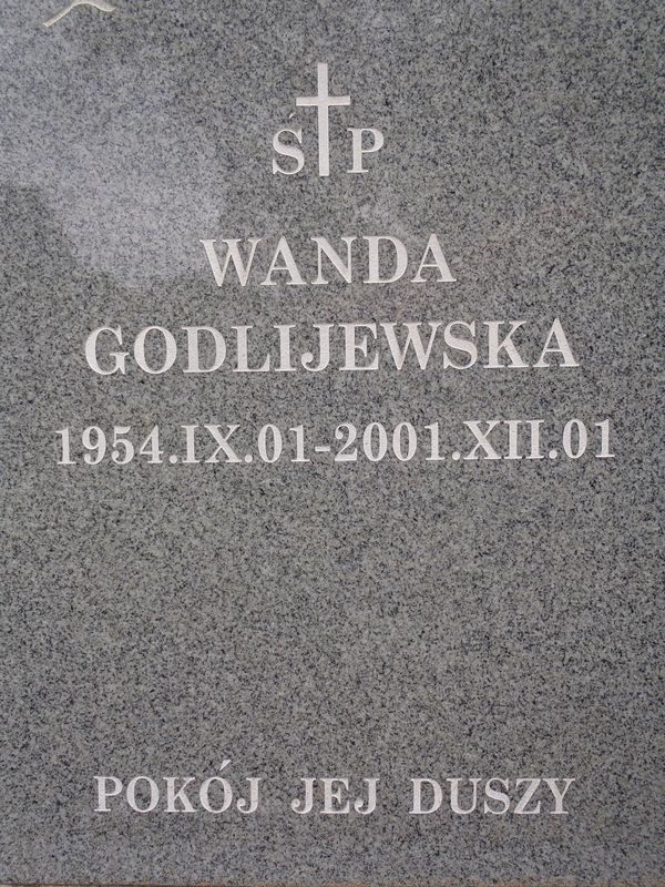 Inskrypcja na nagrobku Wandy Godlijewskiej, cmentarz na Rossie w Wilnie, stan z 2013
