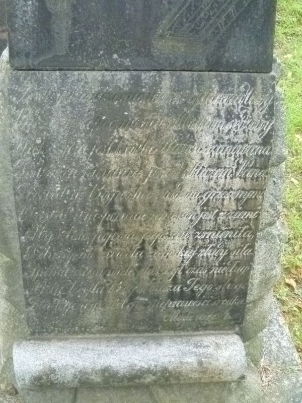 Inscription on the gravestone of Andrzej Praniewicz, Na Rossie cemetery in Vilnius, as of 2013