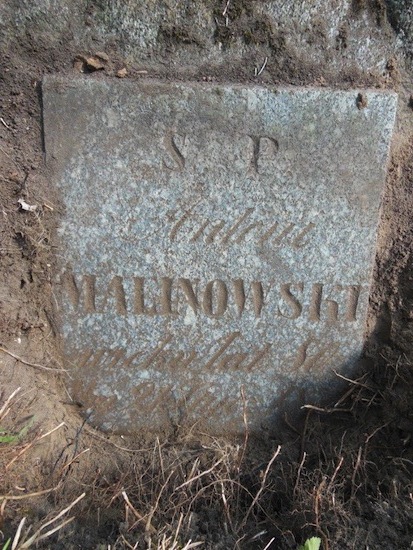 Tombstone of Antoni Malinowski, Rossa cemetery in Vilnius, as of 2013