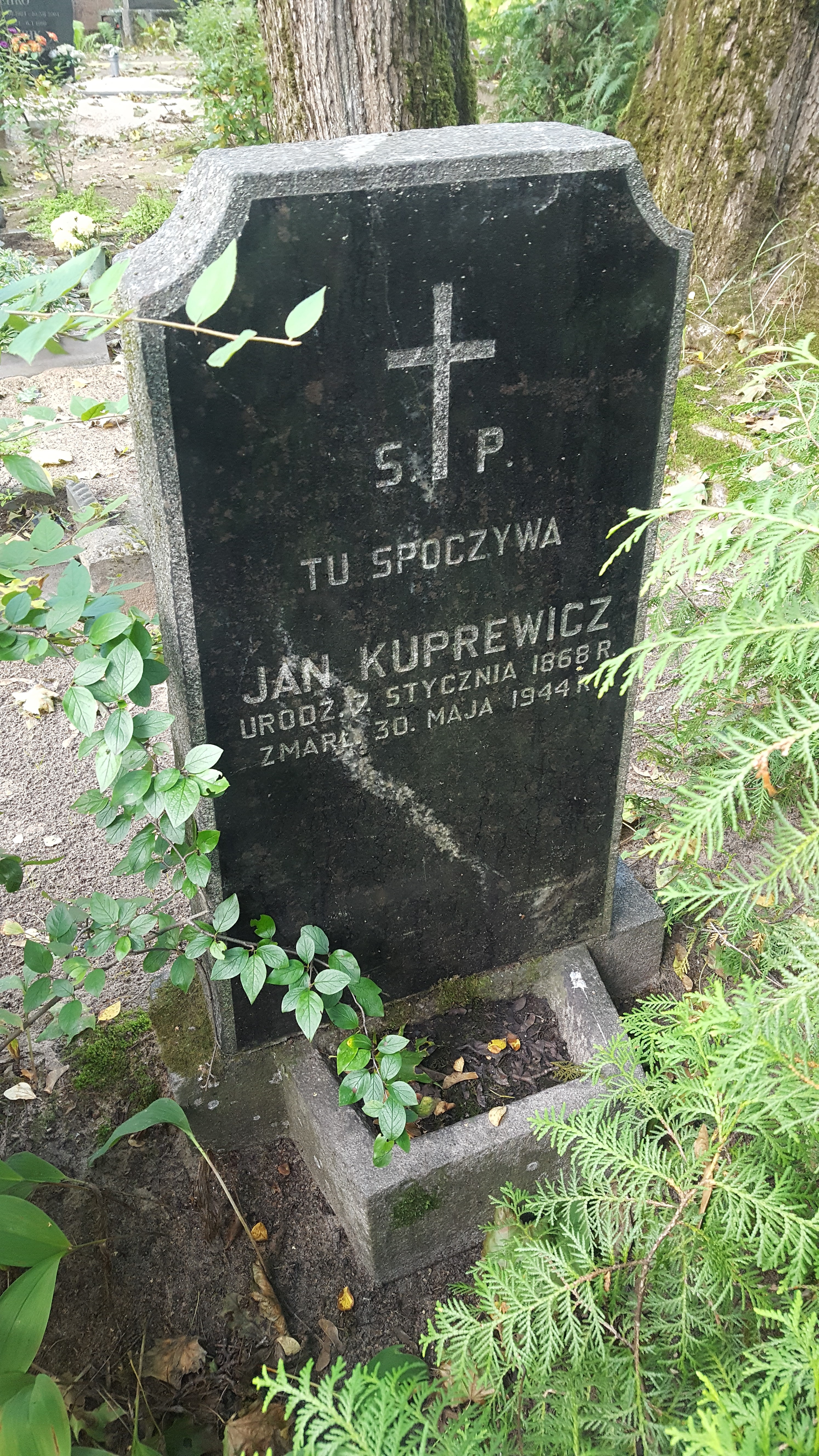 Nagrobek Jana Kuprewicza, cmentarz św. Michała w Rydze, stan z 2021 r.