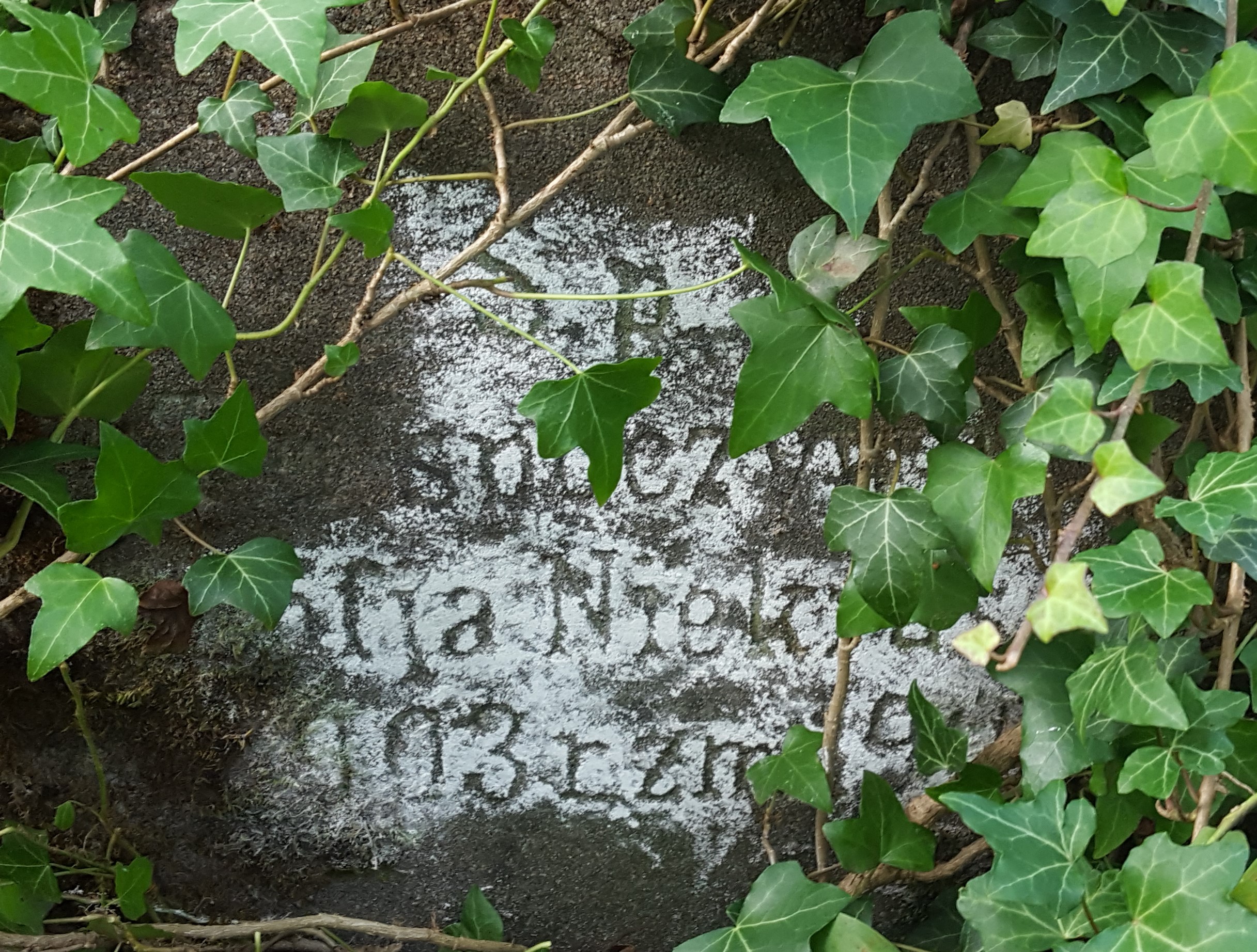 Inscription from the gravestone of Sophia Niekras, St Michael's Cemetery in Riga, as of 2021.