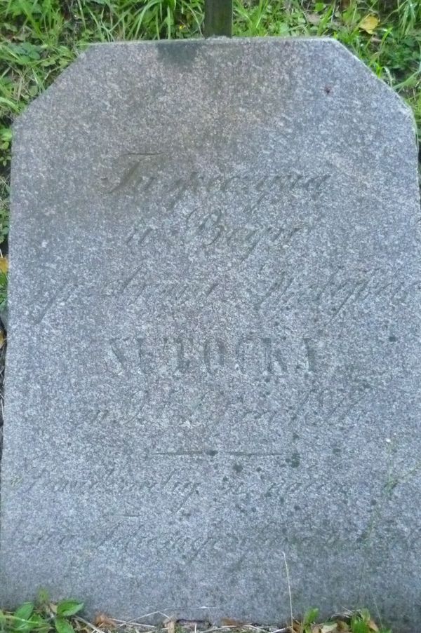 Inscription on the gravestone of Anna Sutocka, Na Rossie cemetery in Vilnius, as of 2013