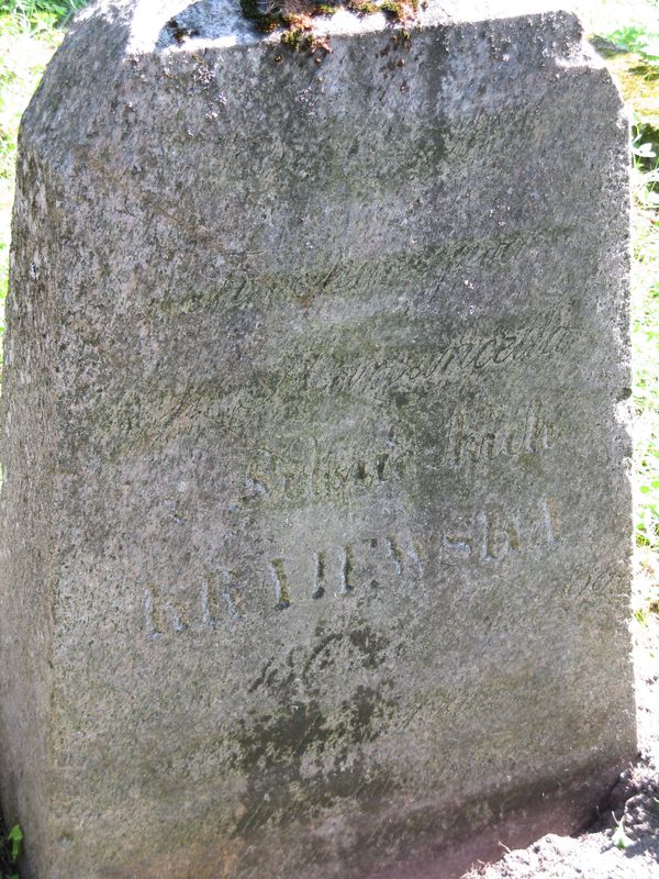 Fragment of Mariancella Krajewska's tombstone, Ross cemetery in Vilnius, as of 2013.