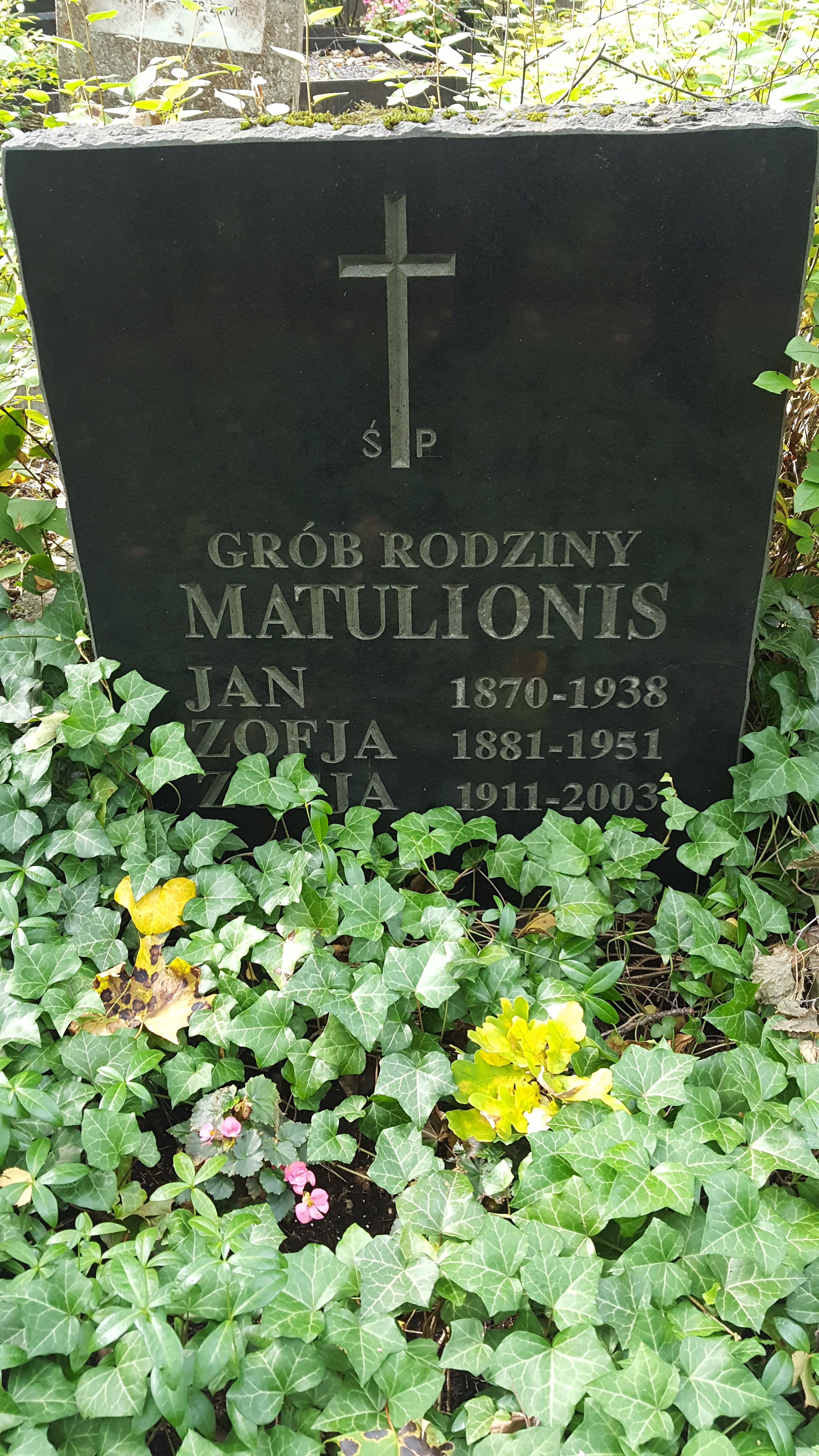 Matulionis family tombstone, St Michael's cemetery in Riga, as of 2021.
