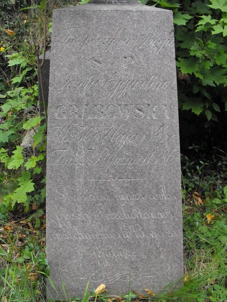 Inskrypcja nagrobka Józefy Ejgird, cmentarz Na Rossie w Wilnie, stan z 2013