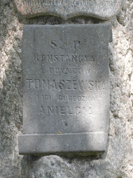 Fragment of a tombstone of Aleksander, Konstancja and Aniela Tomaszewski, Na Rossie cemetery in Vilnius, as of 2013