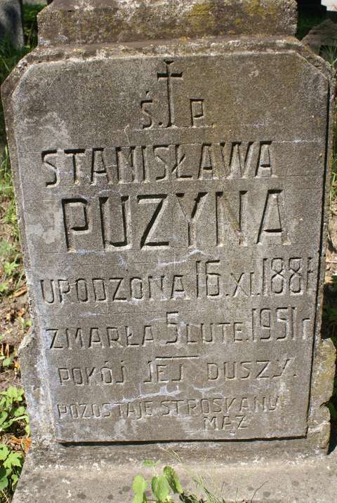 Tombstone of Stanisława Puzyna, Na Rossie cemetery in Vilnius, as of 2013