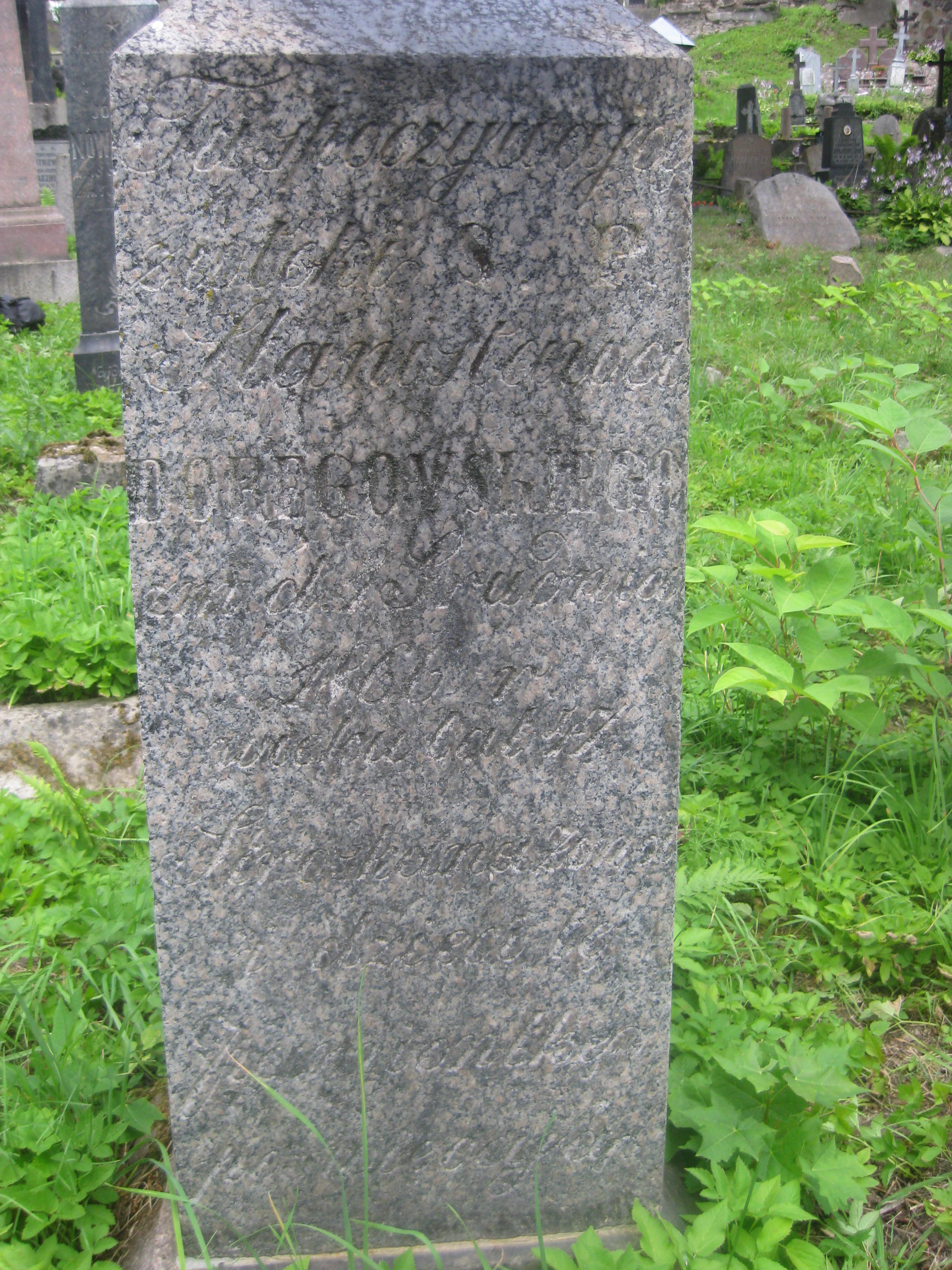 Fragment nagrobka Stanisława Doregowskiego, cmentarz na Rossie, stan z 2013 roku