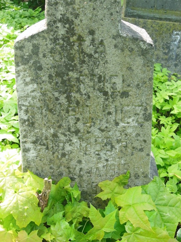 Fragment nagrobka Gabriela Filipowicza, cmentarz na Rossie w Wilnie, stan z 2014