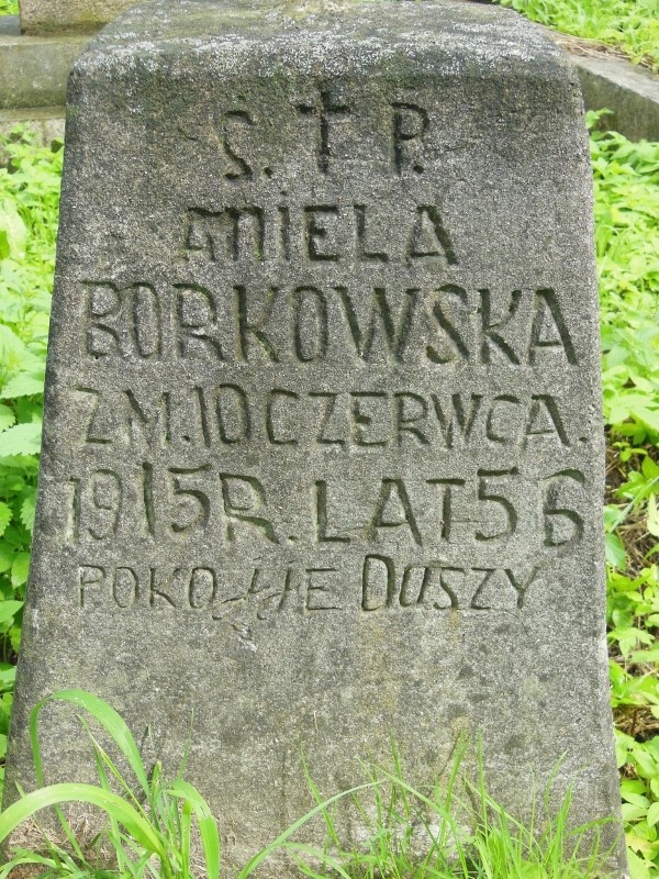 Fragment of the tombstone of Aniela Borkowska, Rossa cemetery in Vilnius, 2014 state