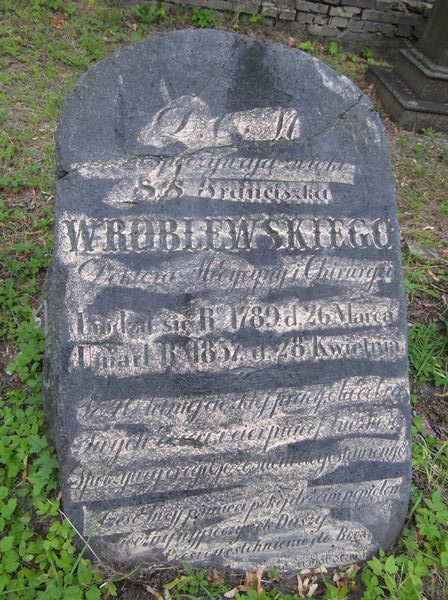 Tombstone of Franciszek Wróblewski, Na Rossie cemetery in Vilnius, as of 2013
