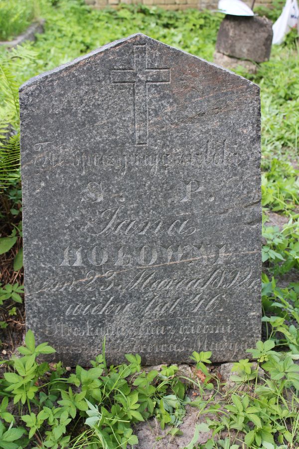 Tombstone of Jan Holownia, Ross cemetery, state of 2013
