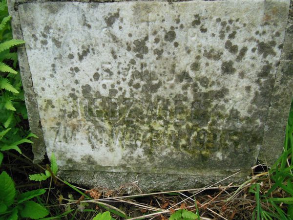 Inskrypcja nagrobka Emilii Niedźwieckiej, cmentarz Na Rossie w Wilnie, stan z 2013